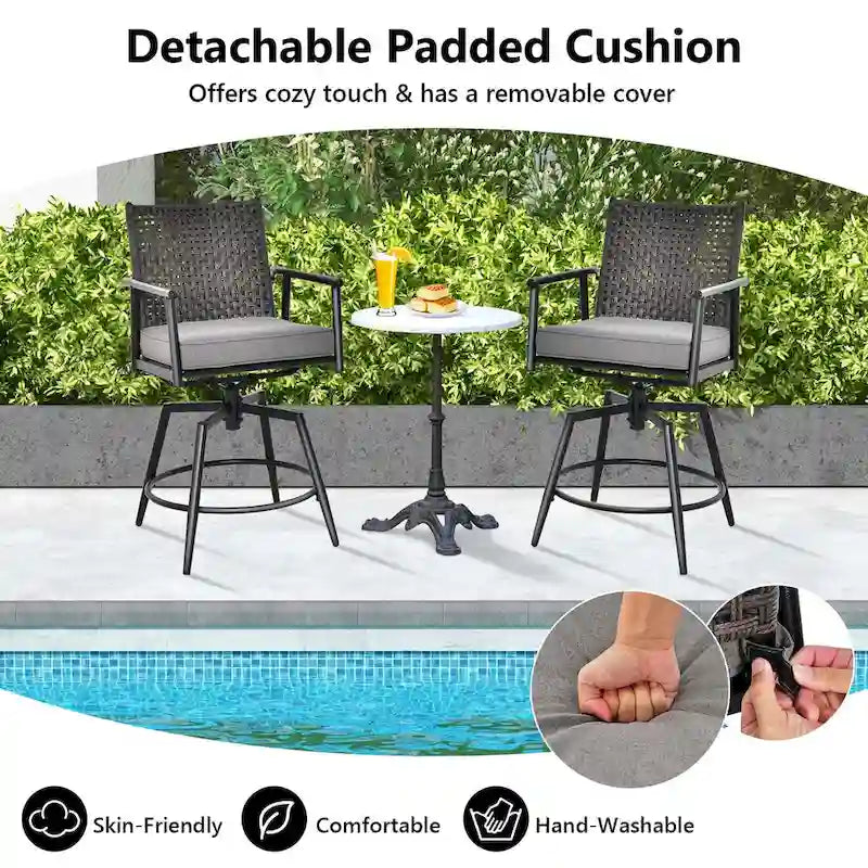Costway 360 Swivel Bar Stool Set of 2 Counter Height Bar Chair with - See Details