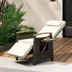 Costway 1/2 PCS Patio Wicker Recliner Chair with Adjustable Backrest