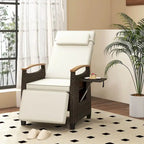 Costway 1/2 PCS Patio Wicker Recliner Chair with Adjustable Backrest