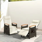 Costway 1/2 PCS Patio Wicker Recliner Chair with Adjustable Backrest