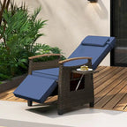 Costway 1/2 PCS Patio Wicker Recliner Chair with Adjustable Backrest