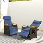 Costway 1/2 PCS Patio Wicker Recliner Chair with Adjustable Backrest