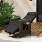 Costway 1/2 PCS Patio Wicker Recliner Chair with Adjustable Backrest