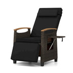 Costway 1/2 PCS Patio Wicker Recliner Chair with Adjustable Backrest