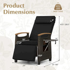Costway 1/2 PCS Patio Wicker Recliner Chair with Adjustable Backrest