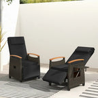 Costway 1/2 PCS Patio Wicker Recliner Chair with Adjustable Backrest
