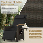 Costway 1/2 PCS Patio Wicker Recliner Chair with Adjustable Backrest