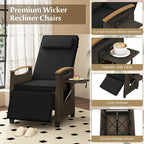 Costway 1/2 PCS Patio Wicker Recliner Chair with Adjustable Backrest