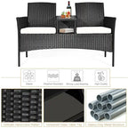 Costway Patio Rattan Conversation Set Seat Sofa Cushioned Loveseat - See Details