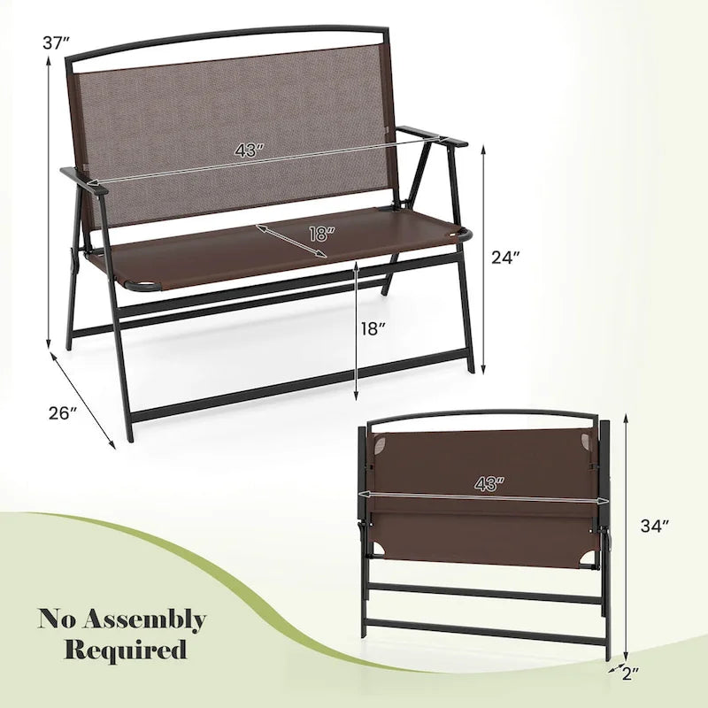 Costway 2-Person Patio Bench Folding Outdoor Garden Bench with - See Details