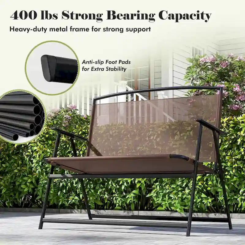 Costway 2-Person Patio Bench Folding Outdoor Garden Bench with - See Details