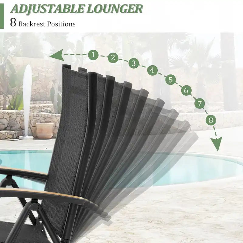 7/9PC Patio Dining Table Rectangular Aluminum Outdoor Table with Folding Chairs