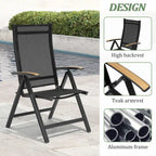 7/9PC Patio Dining Table Rectangular Aluminum Outdoor Table with Folding Chairs