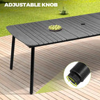 7/9PC Patio Dining Table Rectangular Aluminum Outdoor Table with Folding Chairs