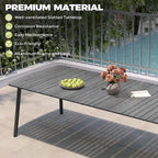 7/9PC Patio Dining Table Rectangular Aluminum Outdoor Table with Folding Chairs