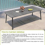 7/9PC Patio Dining Table Rectangular Aluminum Outdoor Table with Folding Chairs