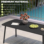 7/9PC Patio Dining Table Rectangular Aluminum Outdoor Table with Folding Chairs