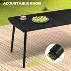 7/9PC Patio Dining Table Rectangular Aluminum Outdoor Table with Folding Chairs
