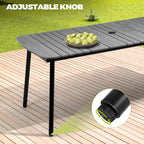7/9PC Patio Dining Table Rectangular Aluminum Outdoor Table with Folding Chairs