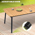 7/9PC Patio Dining Table Rectangular Aluminum Outdoor Table with Folding Chairs