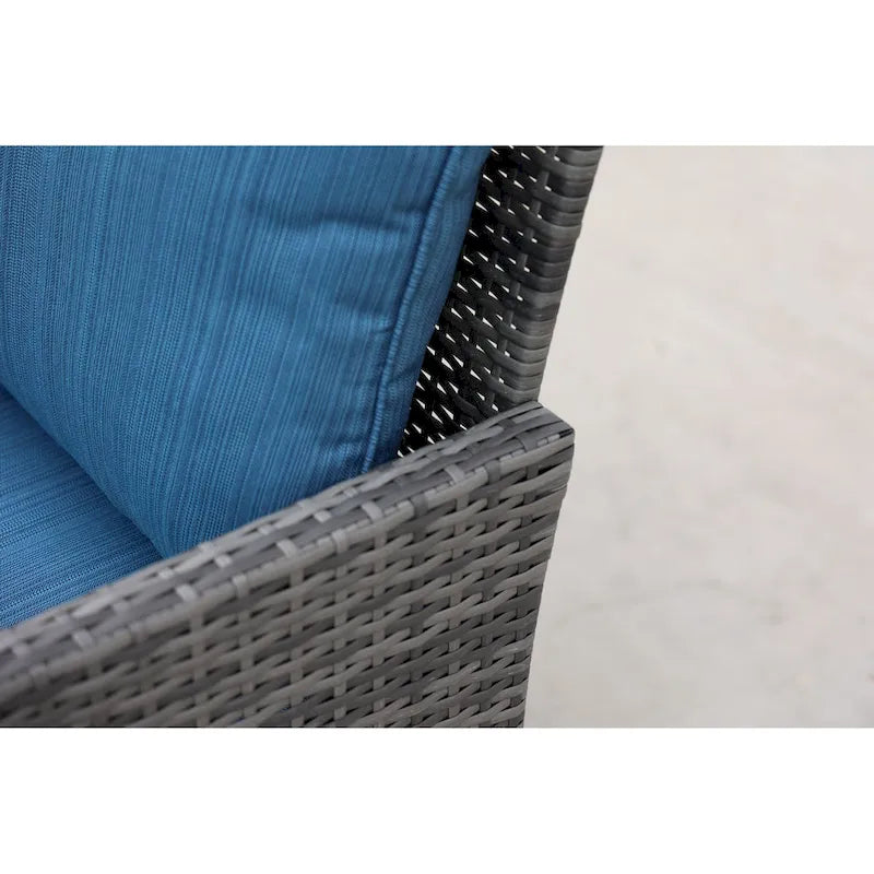5 Piece Wicker Patio Furniture Set w/Ottomans2 Person Seating Patio ConversationAll-Weather PE Wicker