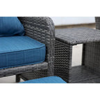 5 Piece Wicker Patio Furniture Set w/Ottomans2 Person Seating Patio ConversationAll-Weather PE Wicker