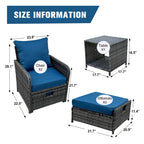 5 Piece Wicker Patio Furniture Set w/Ottomans2 Person Seating Patio ConversationAll-Weather PE Wicker