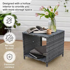 5 Piece Wicker Patio Furniture Set w/Ottomans2 Person Seating Patio ConversationAll-Weather PE Wicker