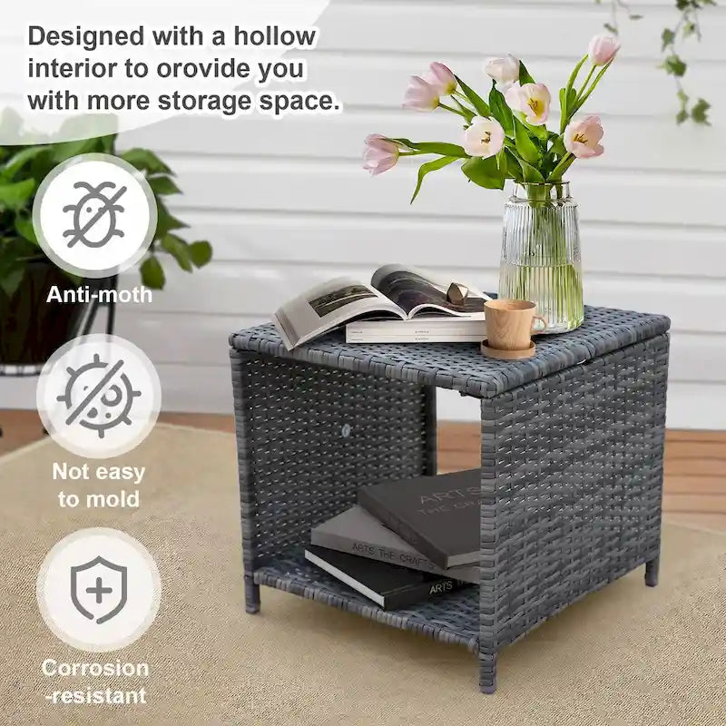 5 Piece Wicker Patio Furniture Set w/Ottomans2 Person Seating Patio ConversationAll-Weather PE Wicker
