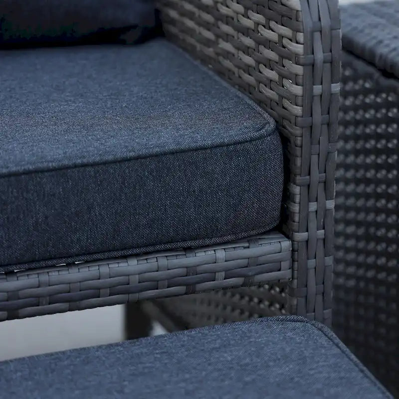 5 Piece Wicker Patio Furniture Set w/Ottomans2 Person Seating Patio ConversationAll-Weather PE Wicker
