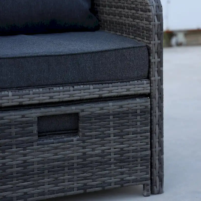 5 Piece Wicker Patio Furniture Set w/Ottomans2 Person Seating Patio ConversationAll-Weather PE Wicker