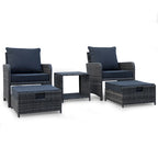 5 Piece Wicker Patio Furniture Set w/Ottomans2 Person Seating Patio ConversationAll-Weather PE Wicker