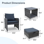 5 Piece Wicker Patio Furniture Set w/Ottomans2 Person Seating Patio ConversationAll-Weather PE Wicker