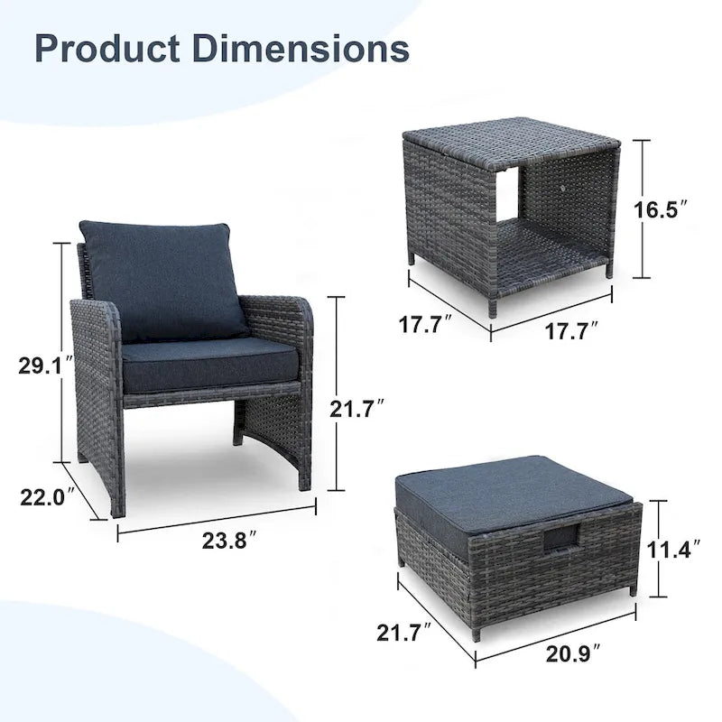 5 Piece Wicker Patio Furniture Set w/Ottomans2 Person Seating Patio ConversationAll-Weather PE Wicker