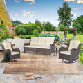 High Back Wicker Outdoor Patio Conversation Sets with Swivel Chairs