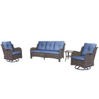 High Back Wicker Outdoor Patio Conversation Sets with Swivel Chairs
