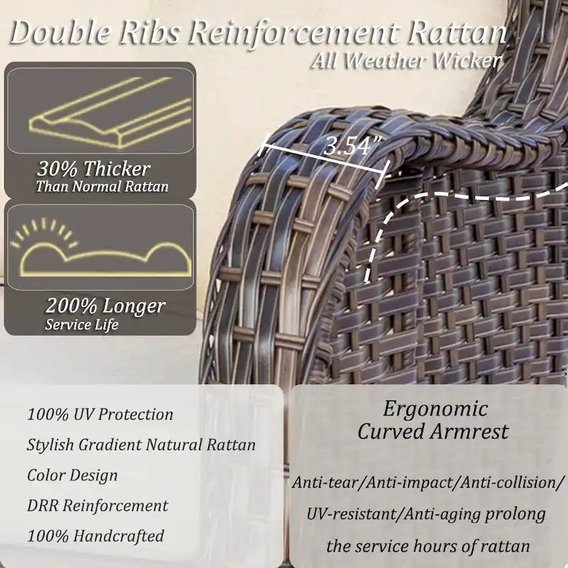 High Back Wicker Outdoor Patio Conversation Sets with Swivel Chairs