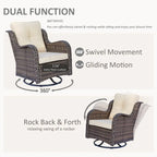 High Back Wicker Outdoor Patio Conversation Sets with Swivel Chairs