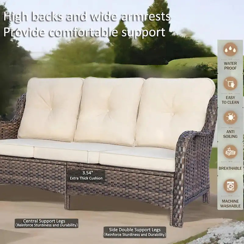 High Back Wicker Outdoor Patio Conversation Sets with Swivel Chairs