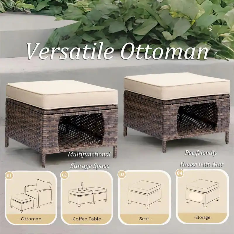 High Back Wicker Outdoor Patio Conversation Sets with Swivel Chairs