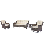 High Back Wicker Outdoor Patio Conversation Sets with Swivel Chairs