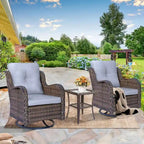 High Back Wicker Outdoor Patio Conversation Sets with Swivel Chairs