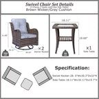 High Back Wicker Outdoor Patio Conversation Sets with Swivel Chairs