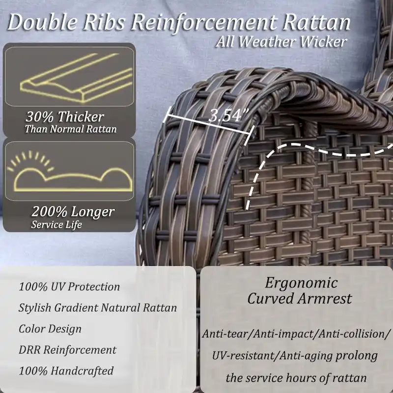 High Back Wicker Outdoor Patio Conversation Sets with Swivel Chairs