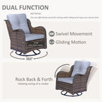 High Back Wicker Outdoor Patio Conversation Sets with Swivel Chairs