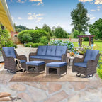 High Back Wicker Outdoor Patio Conversation Sets with Swivel Chairs
