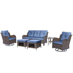 High Back Wicker Outdoor Patio Conversation Sets with Swivel Chairs