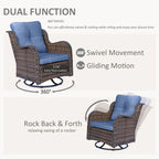 High Back Wicker Outdoor Patio Conversation Sets with Swivel Chairs