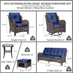 High Back Wicker Outdoor Patio Conversation Sets with Swivel Chairs