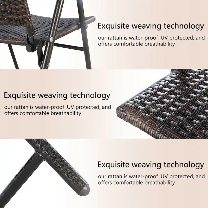 Costway Set of 4 Folding Rattan Chair Outdoor Indoor Furniture Brown - Set of 4